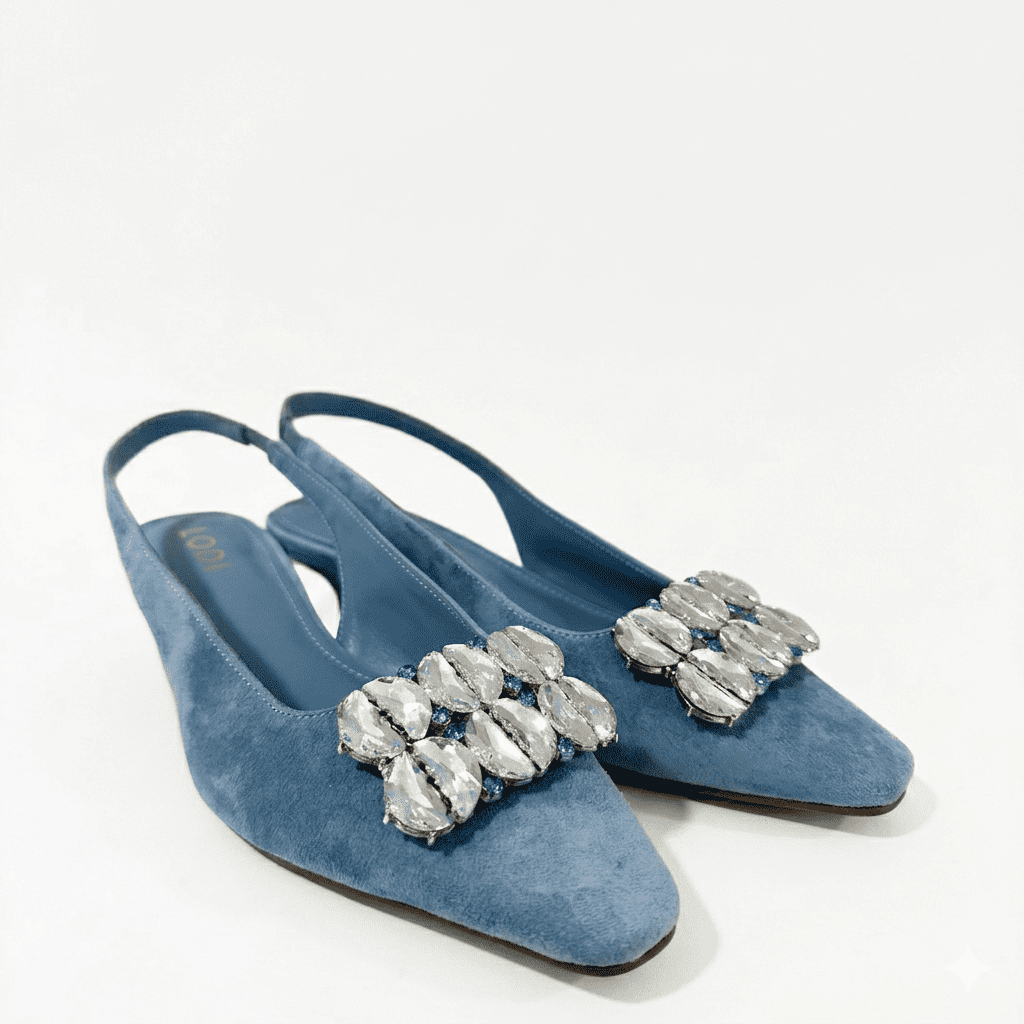 Zapato Slingback Lodi en Ante Azul Celeste